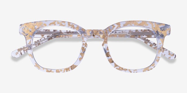Acoustic Clear Gold AcetateEyeglass Frames from EyeBuyDirect, Closed View