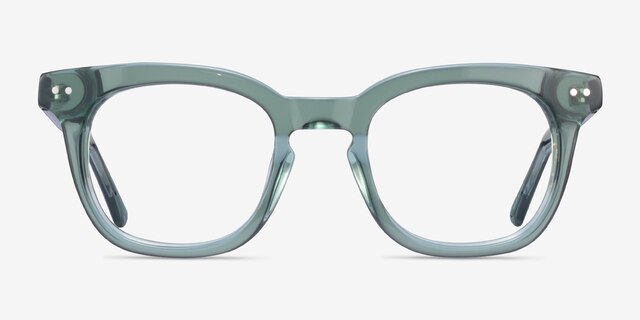 Acoustic Clear Green AcetateEyeglass Frames from EyeBuyDirect, Front View
