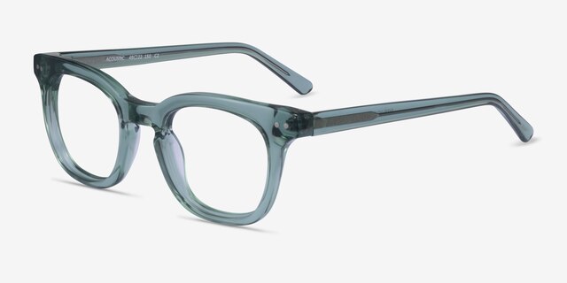 Acoustic Clear Green AcetateEyeglass Frames from EyeBuyDirect, Angle View