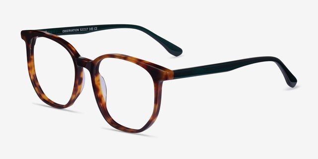 Observation Tortoise Dark Green AcetateEyeglass Frames from EyeBuyDirect, Angle View