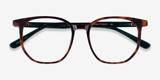 Observation Tortoise Dark Green AcetateEyeglass Frames from EyeBuyDirect, Closed View