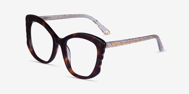 Aesthete Tortoise Clear Gold AcetateEyeglass Frames from EyeBuyDirect, Angle View
