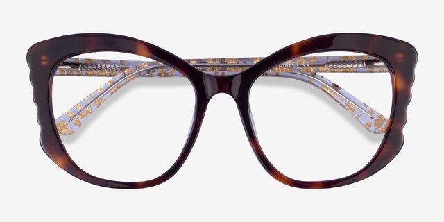 Aesthete Tortoise Clear Gold AcetateEyeglass Frames from EyeBuyDirect, Closed View