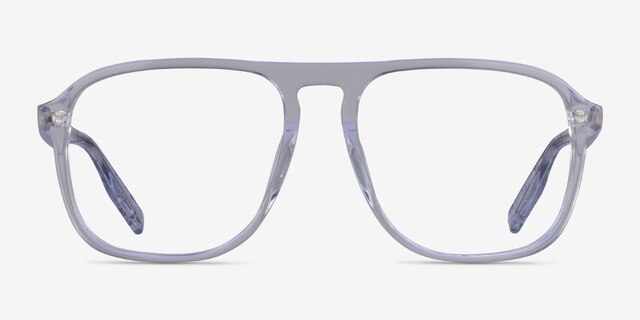Downtown Clear Silver AcetateEyeglass Frames from EyeBuyDirect, Front View