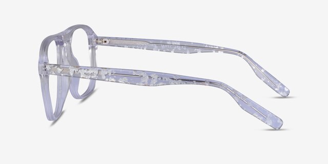 Downtown Clear Silver AcetateEyeglass Frames from EyeBuyDirect, Side View