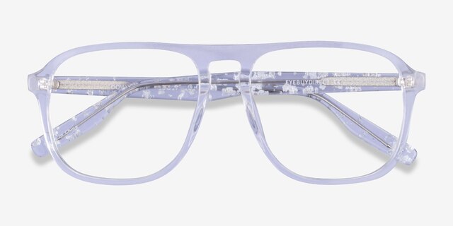 Downtown Clear Silver AcetateEyeglass Frames from EyeBuyDirect, Closed View