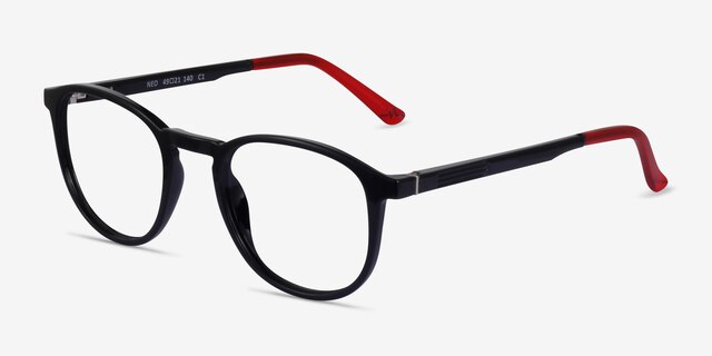 Neo Black PlasticEyeglass Frames from EyeBuyDirect, Angle View