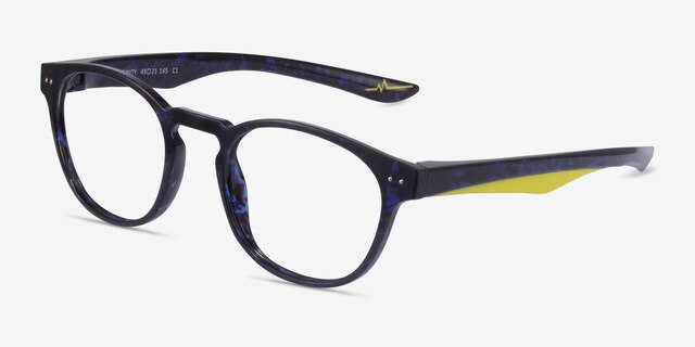 Trinity Blue Tortoise PlasticEyeglass Frames from EyeBuyDirect, Angle View