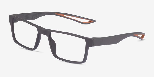 Icarus Matte Gray PlasticEyeglass Frames from EyeBuyDirect, Angle View