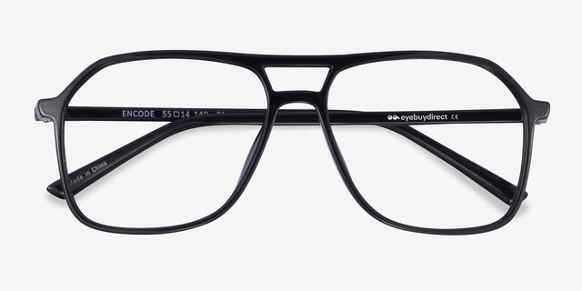 Encode Black PlasticEyeglass Frames from EyeBuyDirect, Closed View