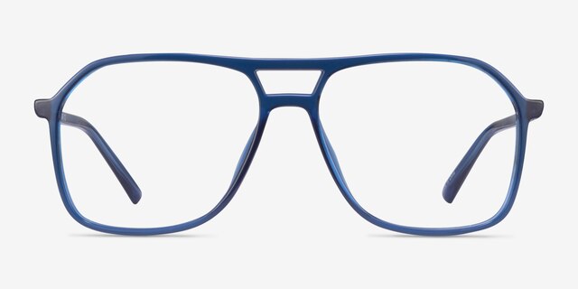 Encode Clear Navy PlasticEyeglass Frames from EyeBuyDirect, Front View
