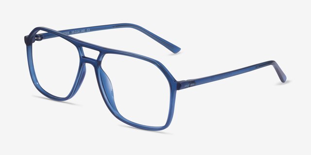 Encode Clear Navy PlasticEyeglass Frames from EyeBuyDirect, Angle View