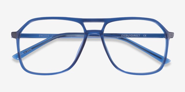 Encode Clear Navy PlasticEyeglass Frames from EyeBuyDirect, Closed View