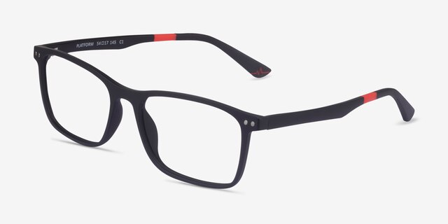 Platform Matte Black PlasticEyeglass Frames from EyeBuyDirect, Angle View