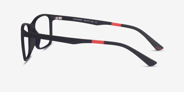Platform Matte Black PlasticEyeglass Frames from EyeBuyDirect, Side View