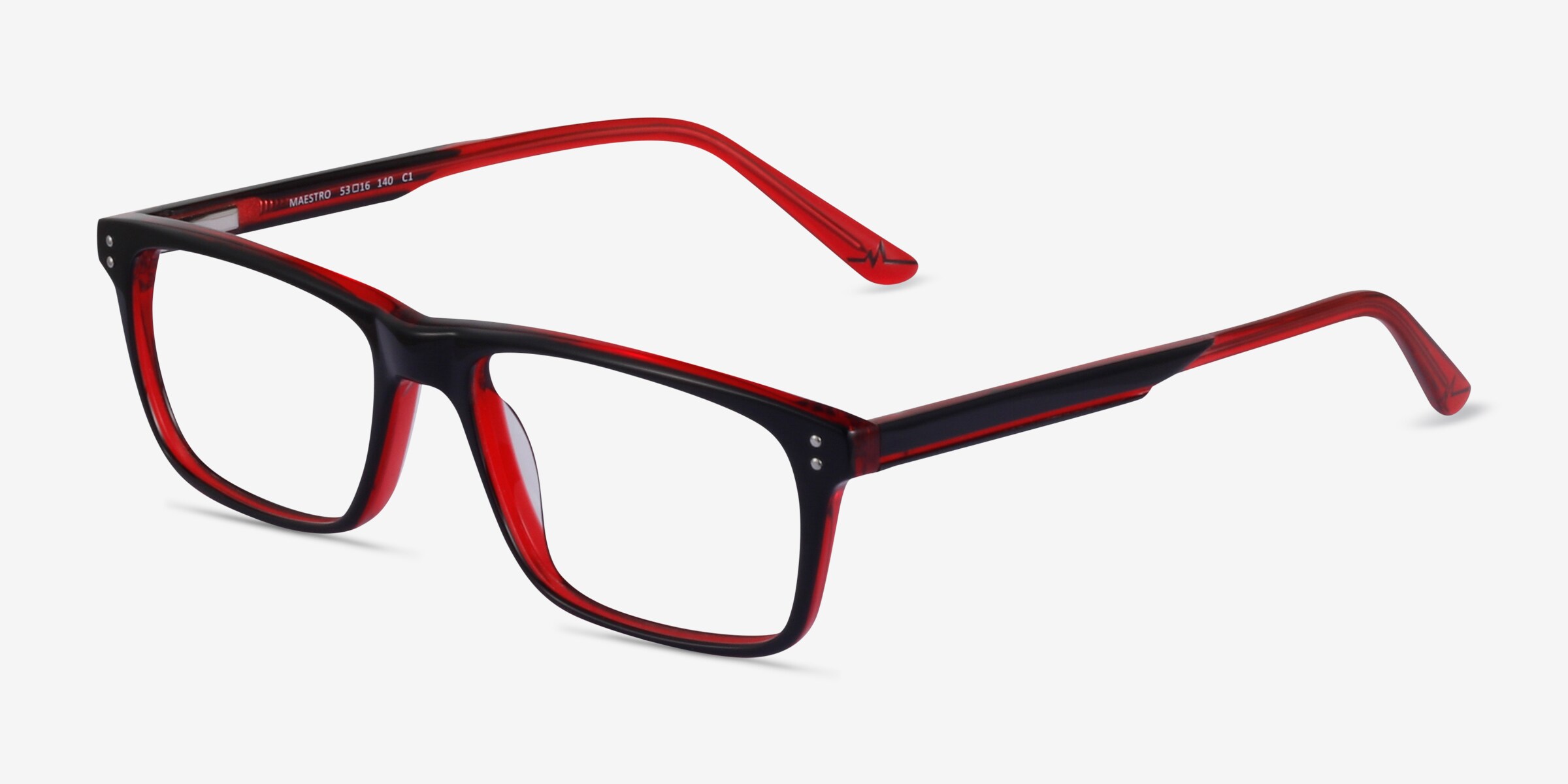 Maestro Rectangle Black Red Full Rim Eyeglasses | Eyebuydirect Canada
