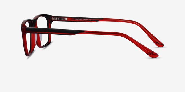 Maestro Black Red AcetateEyeglass Frames from EyeBuyDirect, Side View
