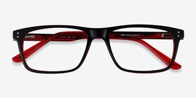 Maestro Black Red Acétate Montures de lunettes de vue d'EyeBuyDirect, Vue Rapprochée