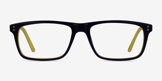 Maestro Navy Yellow AcetateEyeglass Frames from EyeBuyDirect, Front View