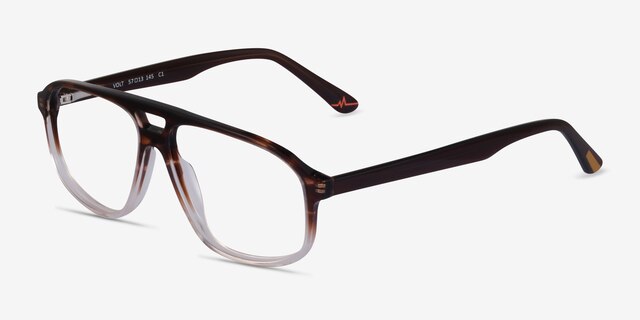 Volt Brown Striped AcetateEyeglass Frames from EyeBuyDirect, Angle View