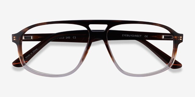 Volt Brown Striped AcetateEyeglass Frames from EyeBuyDirect, Closed View