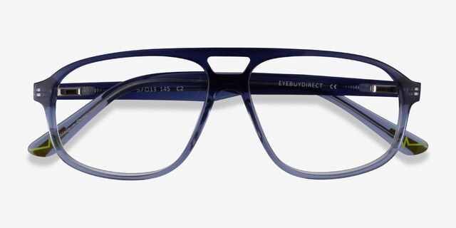 Volt Clear Blue AcetateEyeglass Frames from EyeBuyDirect, Closed View
