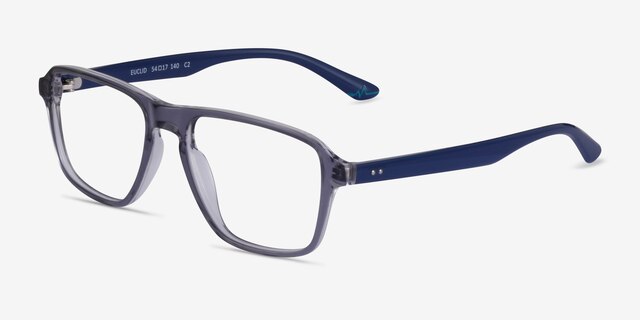Euclid Clear Gray PlastiqueMontures de lunettes de vue d'EyeBuyDirect, Vue d'Angle