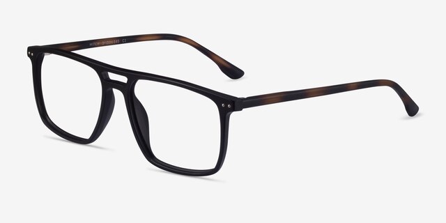 Hitch Matte Black Tortoise PlasticEyeglass Frames from EyeBuyDirect, Angle View