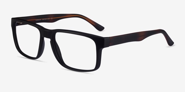 Terrain Black Tortoise PlasticEyeglass Frames from EyeBuyDirect, Angle View