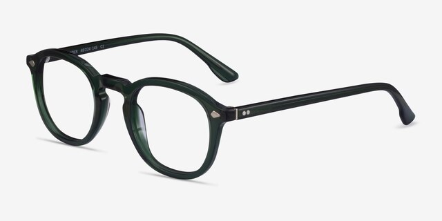 Cylinder Clear Green AcetateEyeglass Frames from EyeBuyDirect, Angle View