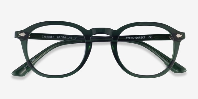 Cylinder Clear Green AcetateEyeglass Frames from EyeBuyDirect, Closed View