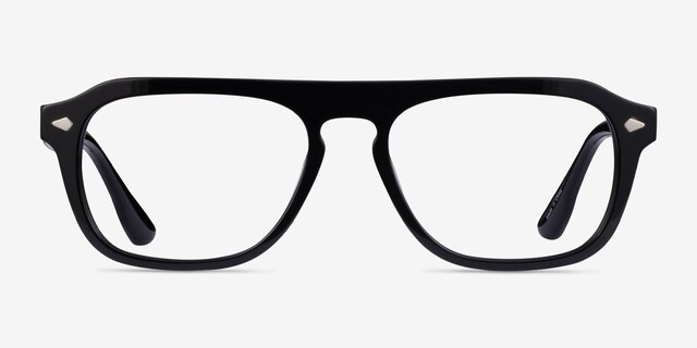 Cedar Black AcetateEyeglass Frames from EyeBuyDirect, Front View