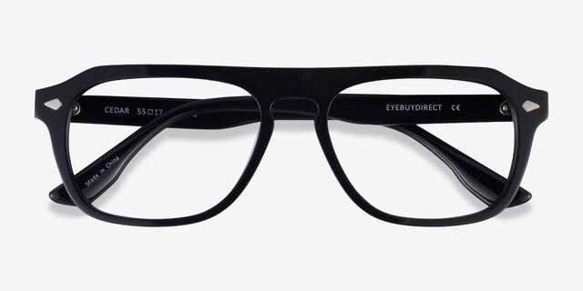 Cedar Black AcetateEyeglass Frames from EyeBuyDirect, Closed View