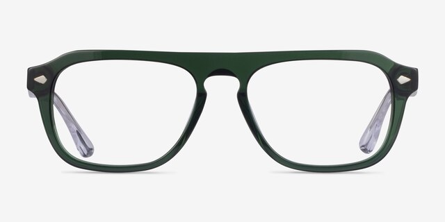 Cedar Clear Green AcetateEyeglass Frames from EyeBuyDirect, Front View