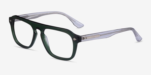 Cedar Clear Green AcetateEyeglass Frames from EyeBuyDirect, Angle View