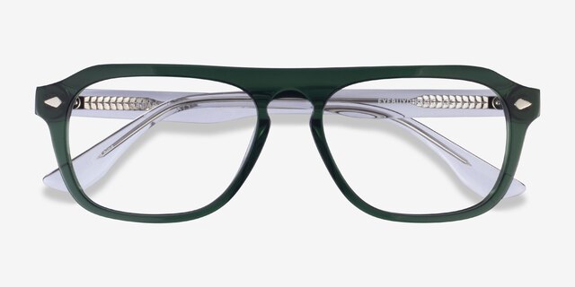 Cedar Clear Green AcetateEyeglass Frames from EyeBuyDirect, Closed View