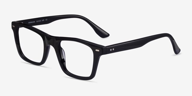 Hemlock Black AcetateEyeglass Frames from EyeBuyDirect, Angle View