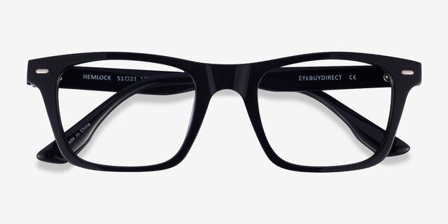 Hemlock Black AcetateEyeglass Frames from EyeBuyDirect, Closed View