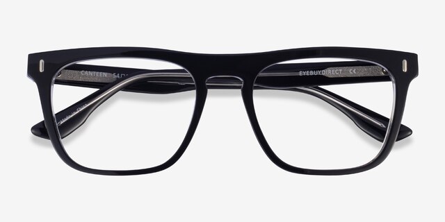 Canteen Black Clear AcétateMontures de lunettes de vue d'EyeBuyDirect, Vue Rapprochée