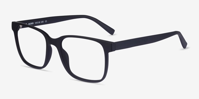 Alder Matte Black PlasticEyeglass Frames from EyeBuyDirect, Angle View