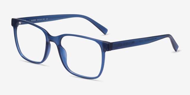 Alder Clear Blue Eco-friendlyEyeglass Frames from EyeBuyDirect, Angle View