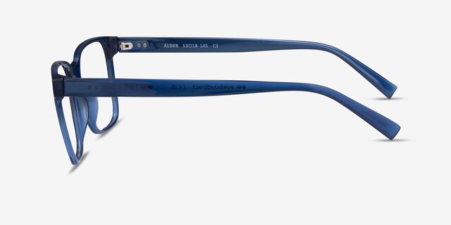 Alder Clear Blue Eco-friendlyEyeglass Frames from EyeBuyDirect, Side View