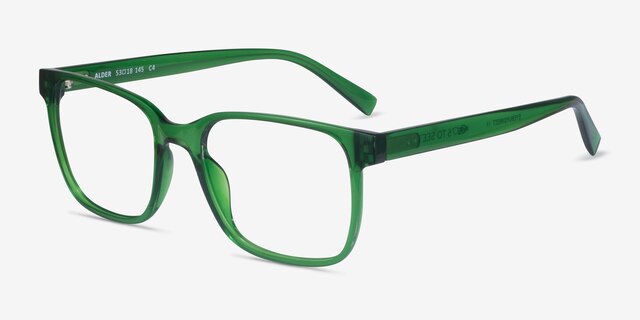 Alder Clear Green Eco-friendlyEyeglass Frames from EyeBuyDirect, Angle View