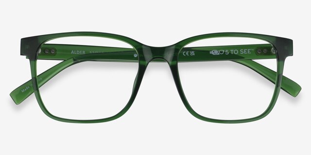 Alder Clear Green Eco-friendlyEyeglass Frames from EyeBuyDirect, Closed View
