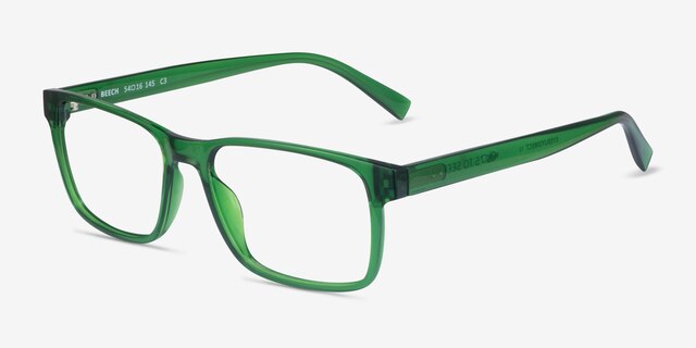 Beech Clear Green PlasticEyeglass Frames from EyeBuyDirect, Angle View