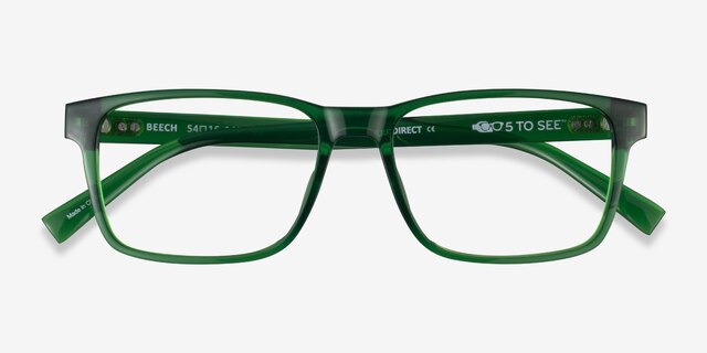 Beech Clear Green PlasticEyeglass Frames from EyeBuyDirect, Closed View