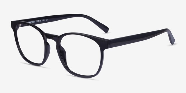 Oakwood Black PlasticEyeglass Frames from EyeBuyDirect, Angle View