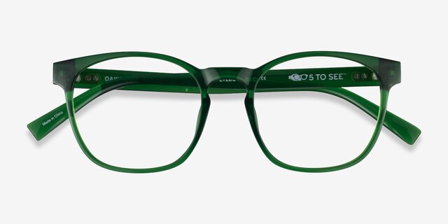Oakwood Clear Green PlastiqueMontures de lunettes de vue d'EyeBuyDirect, Vue Rapprochée