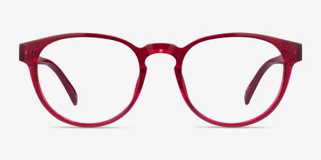 Hawthorne Clear Red Eco-friendlyEyeglass Frames from EyeBuyDirect, Front View