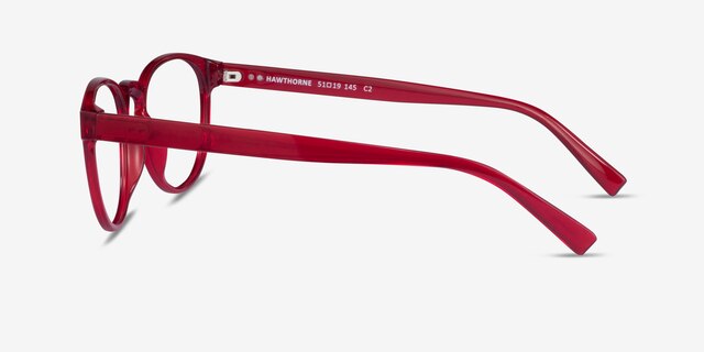 Hawthorne Clear Red Eco-friendlyEyeglass Frames from EyeBuyDirect, Side View